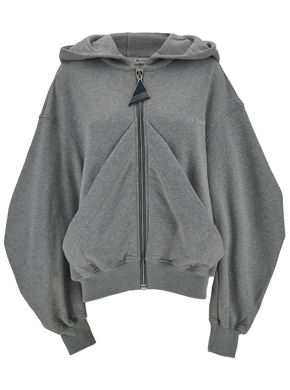 Oversized Grey Hoodie With Logo Lettering Embroidery In Cotton Woman