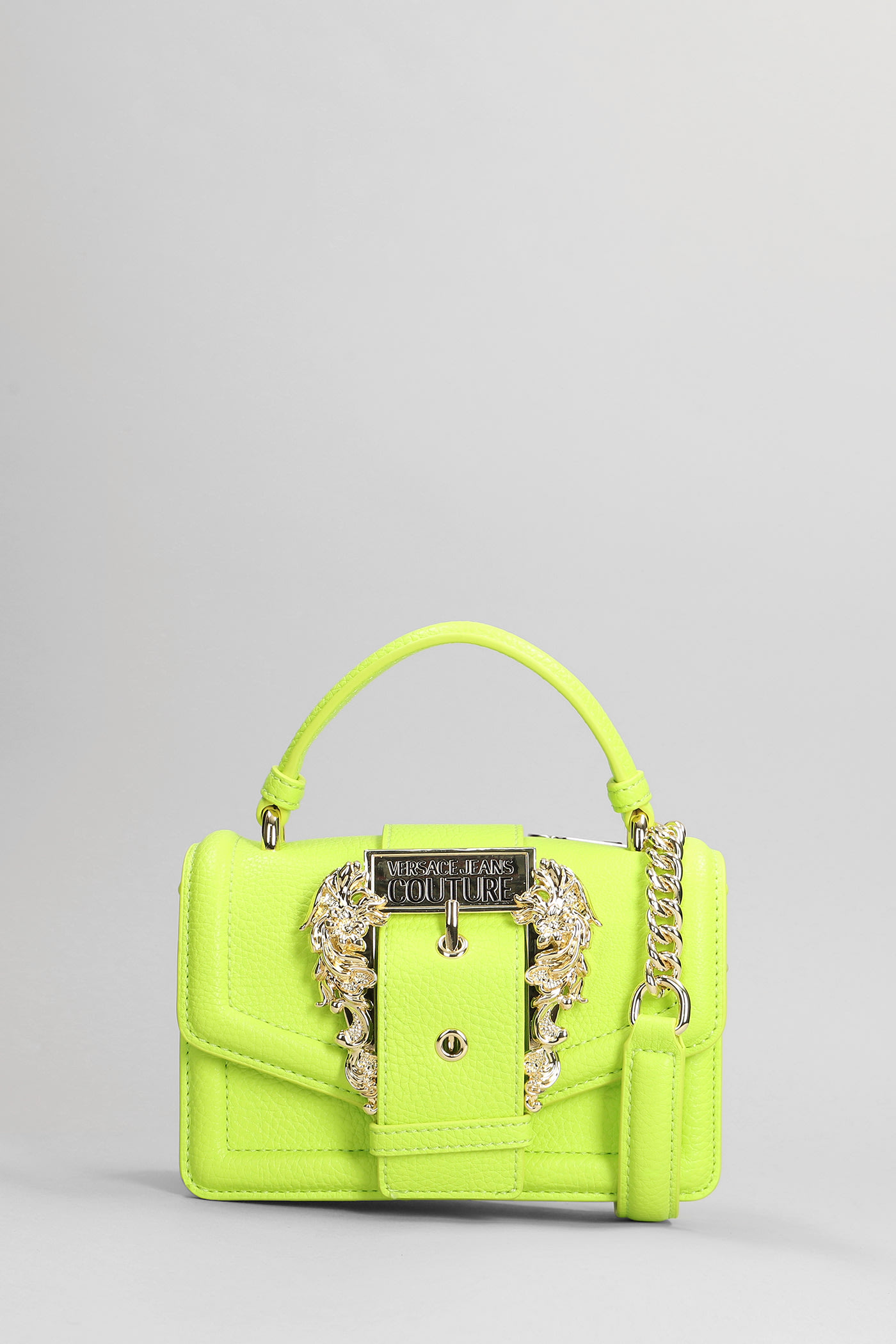 VERSACE JEANS COUTURE HAND BAG IN GREEN FAUX LEATHER