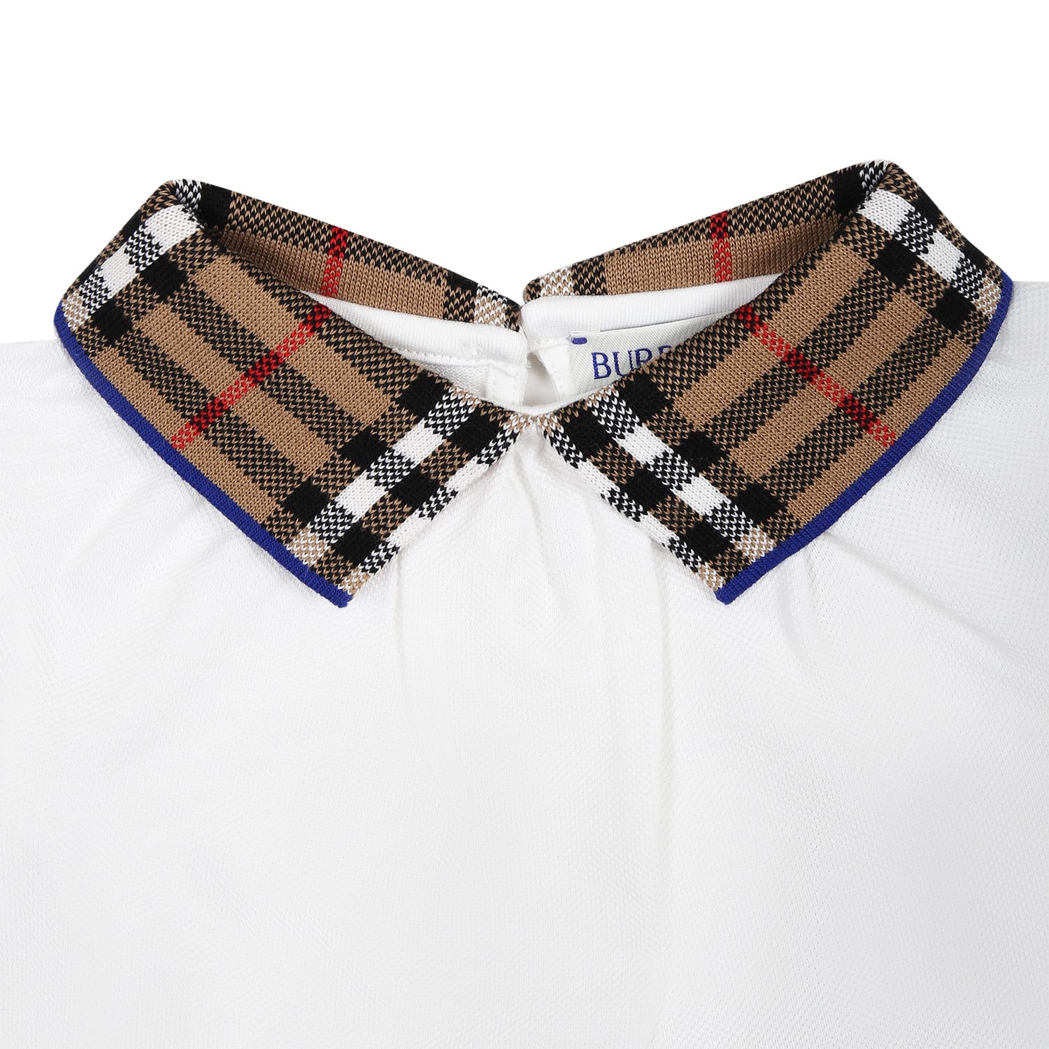 Shop Burberry White T-shirt For Baby Girl With Vintage Check On The Collar