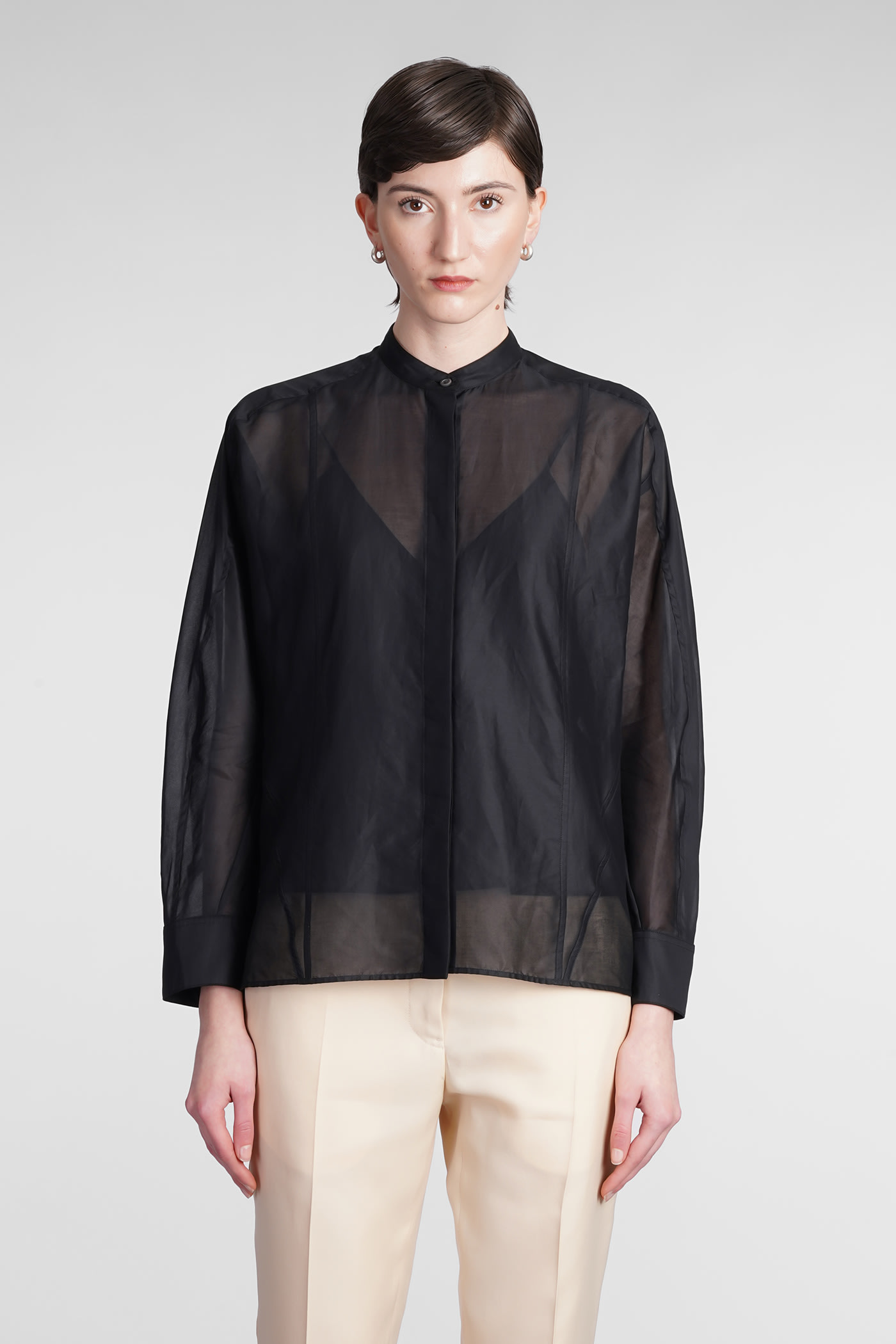 JIL SANDER SHIRT IN BLACK COTTON