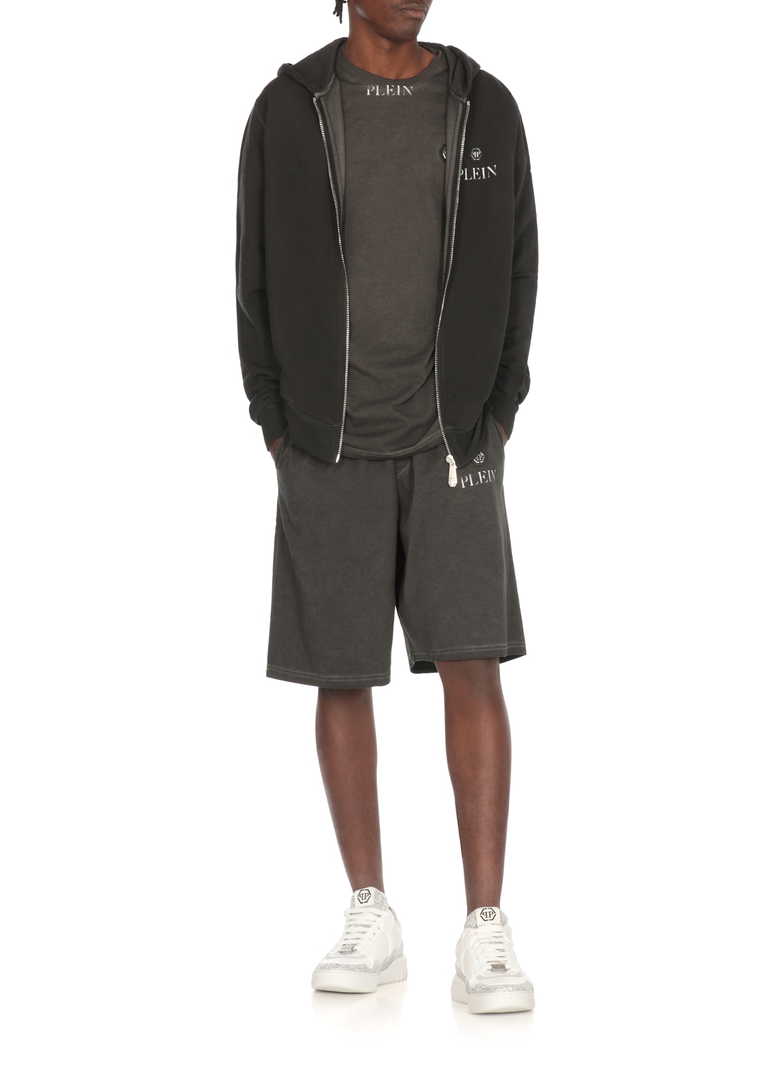 Philipp Plein Black Hoodie With Logo Print