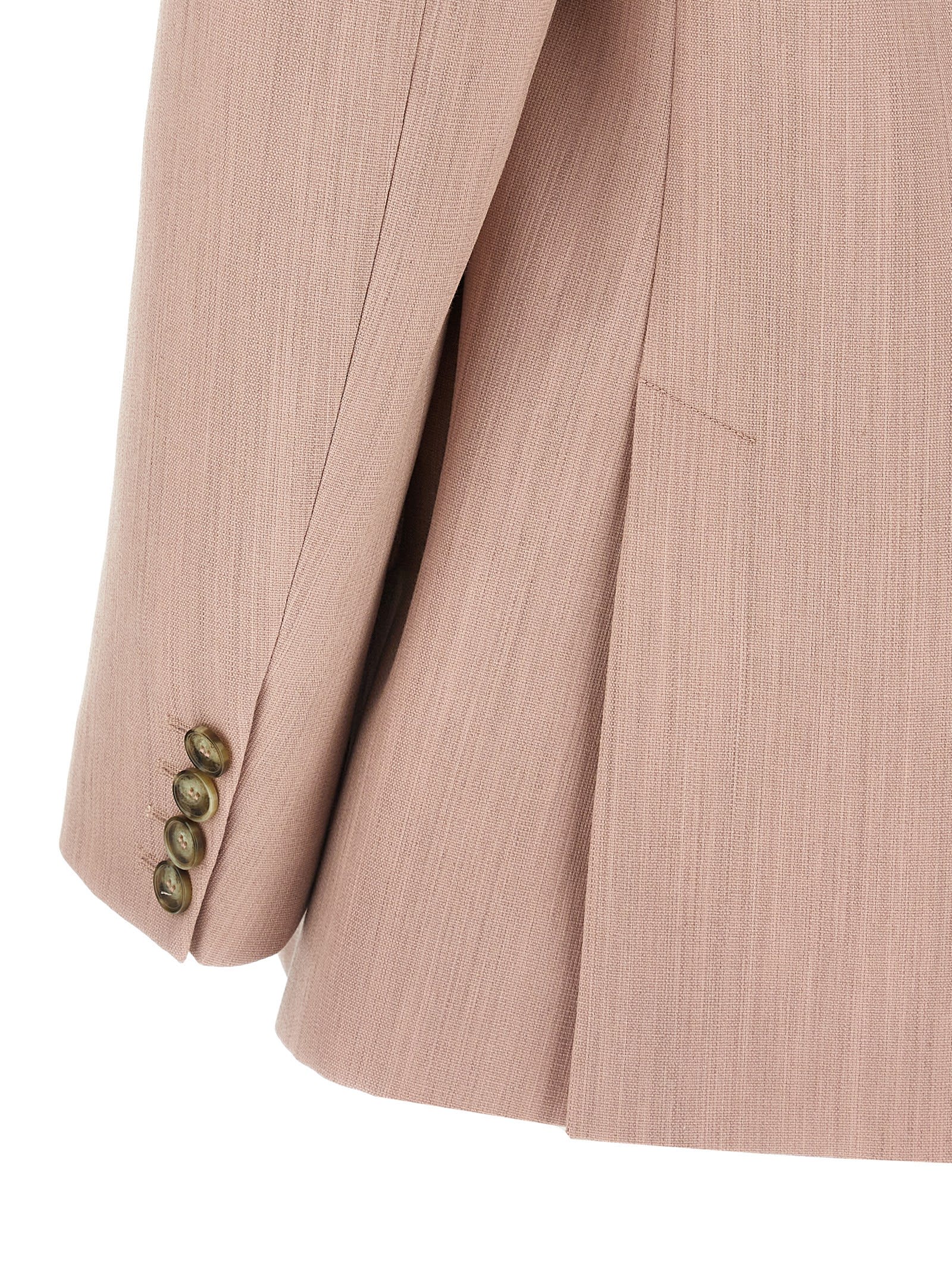 Stella Mccartney Double-breasted Wool Blazer With Peak Lapels In Pink