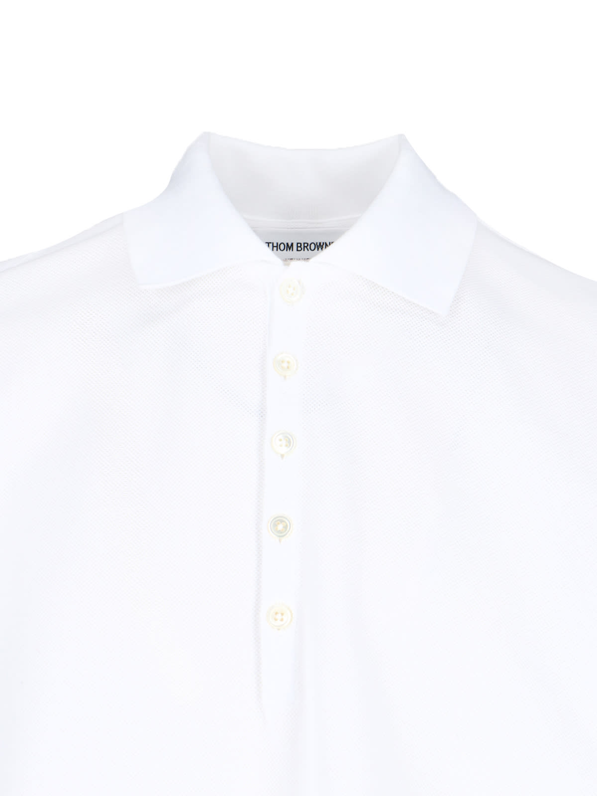 Shop Thom Browne Polo Shirt With Tricolor Detail On The Back In White