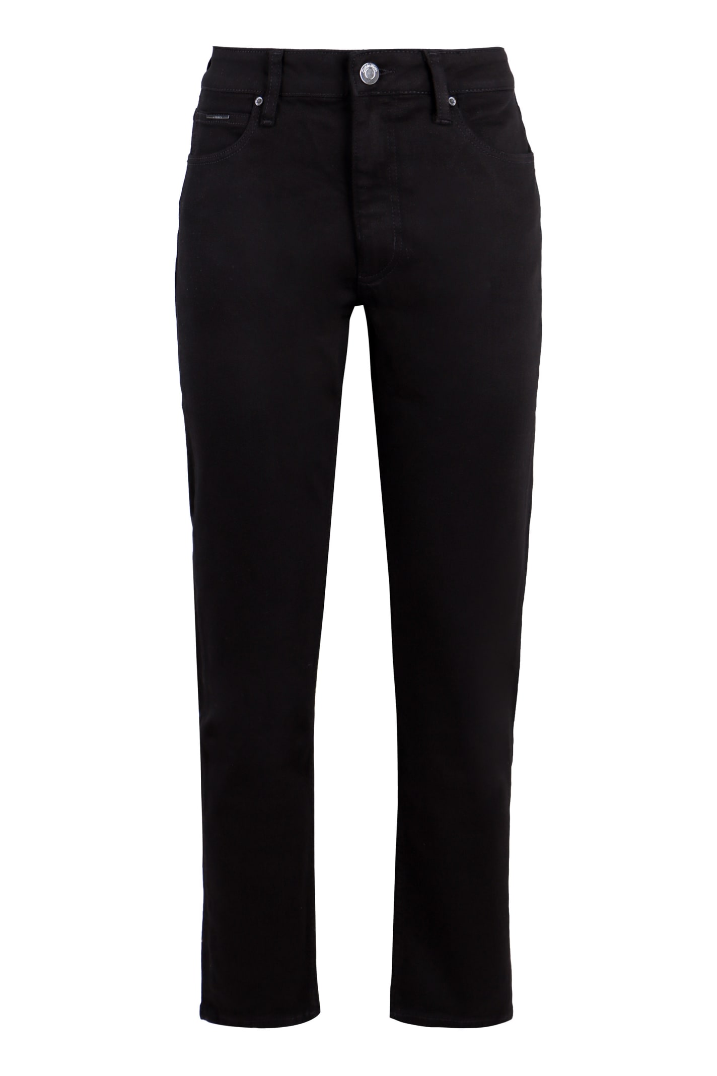 Shop Calvin Klein 5-pocket Straight-leg Jeans In Black