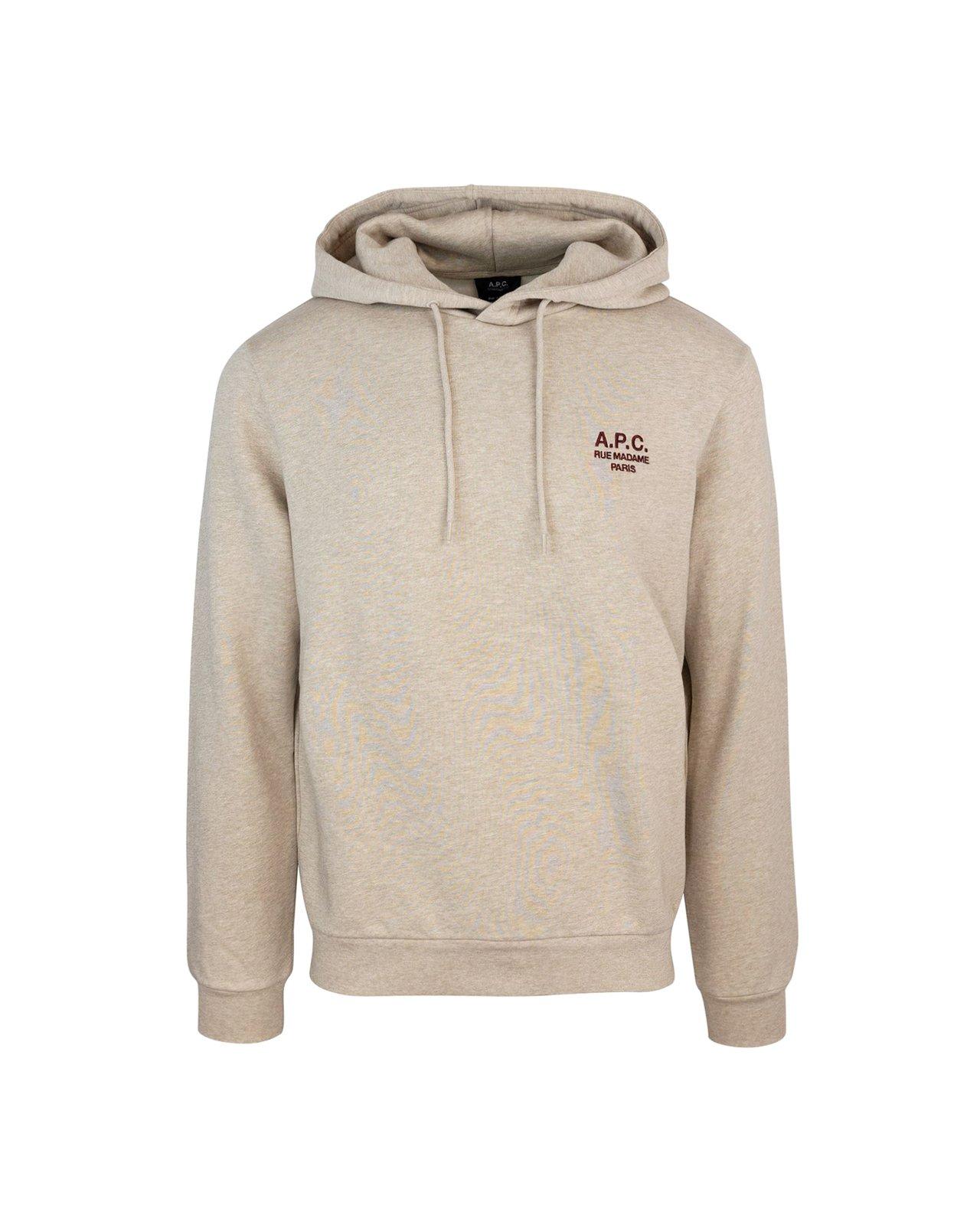 A. P.C. Logo Embroidered Drawstring Hoodie