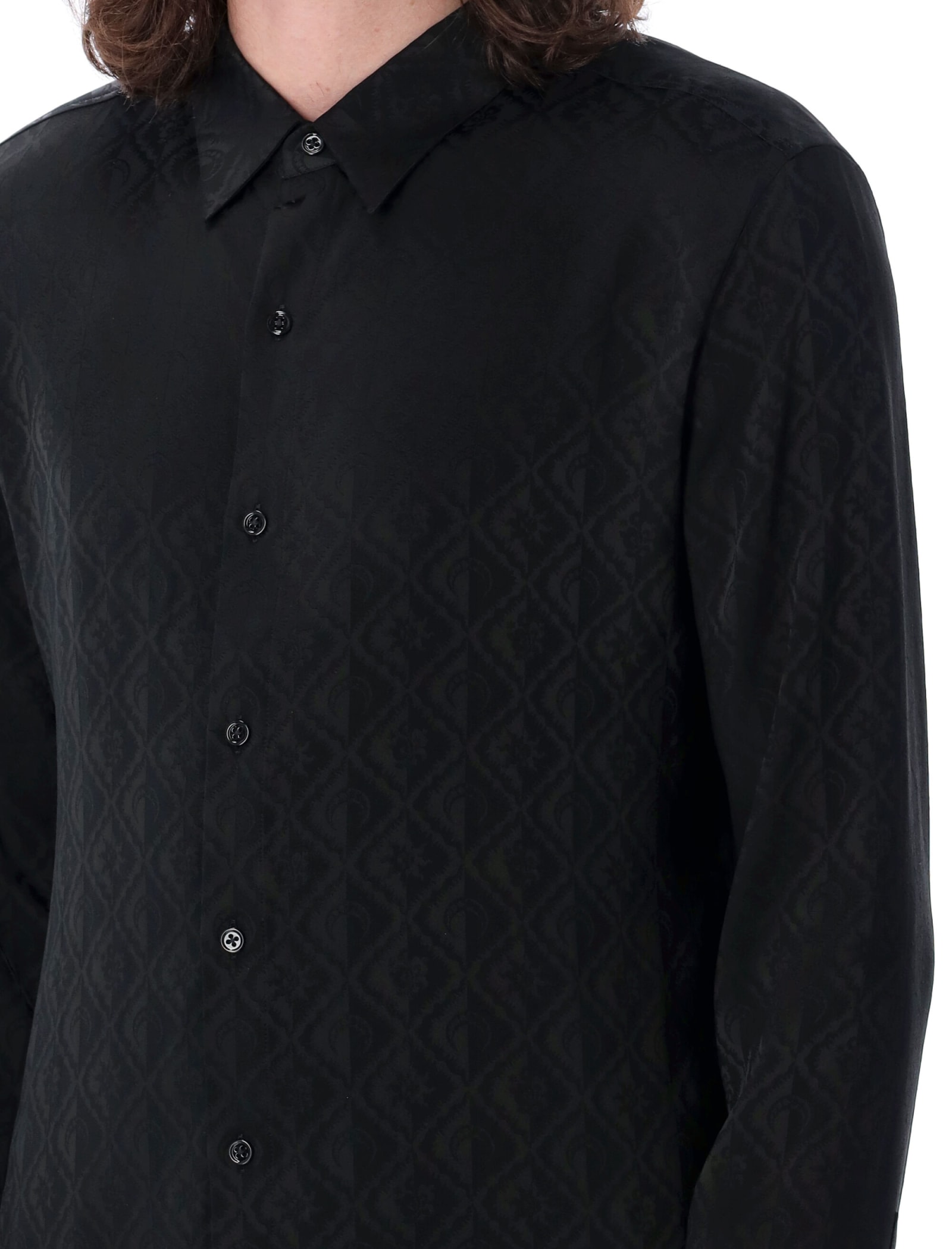 Shop Marine Serre Jacquard Viscose Shirt In Black