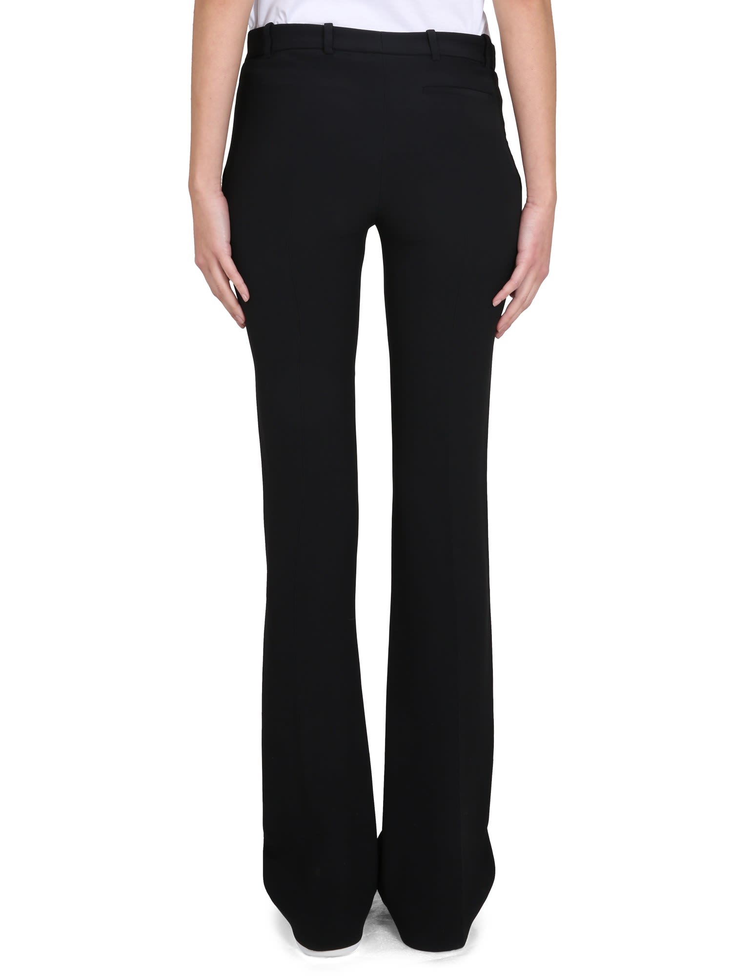Alexander Mcqueen Grain De Poudre Wool Flared Pants In Nero