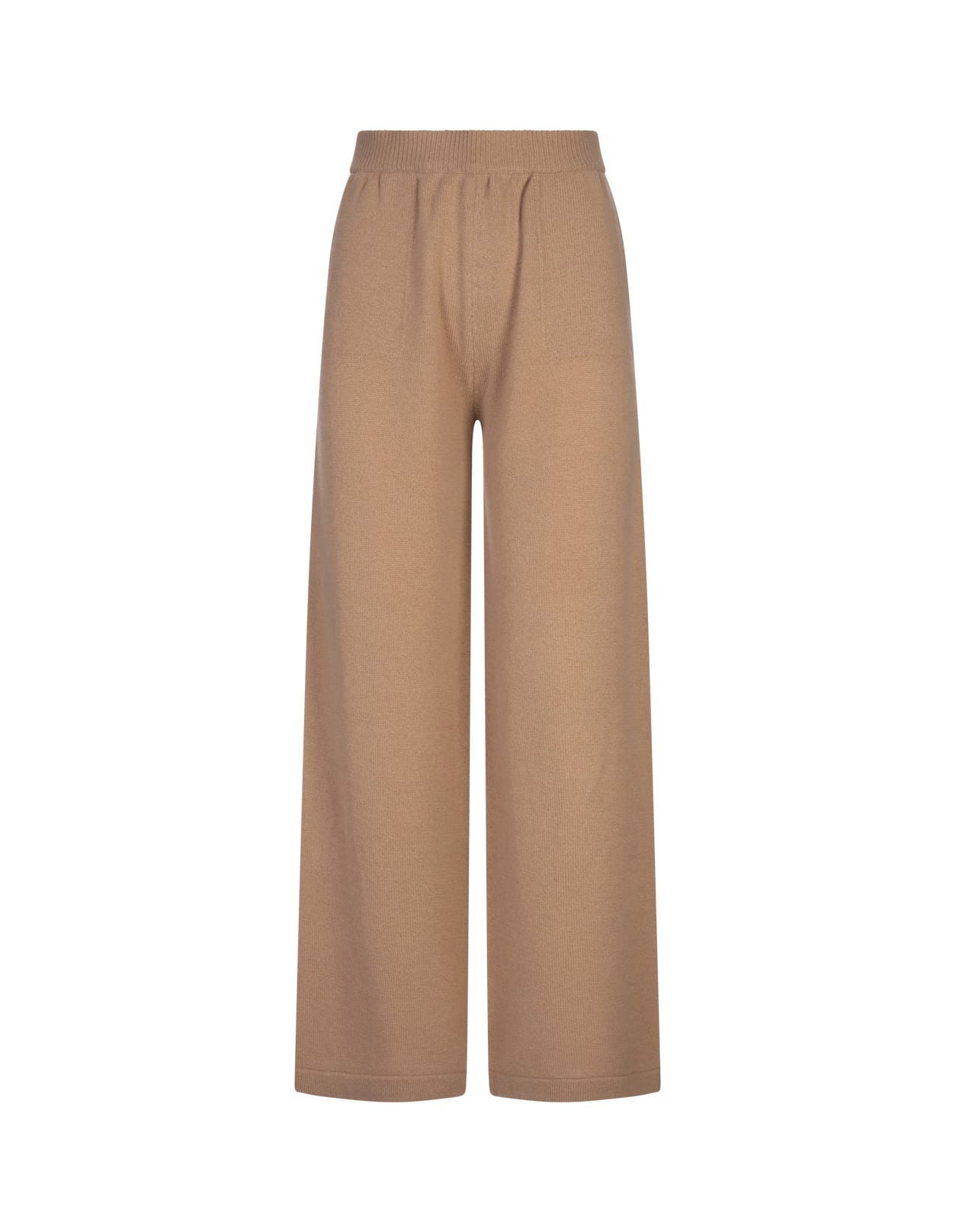 Shop Msgm Beige Knitted Wide Pants In Brown