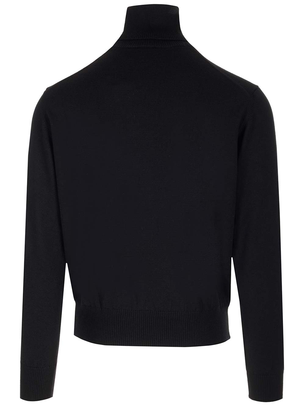 Shop Ami Alexandre Mattiussi Turtleneck Rib Trim Logo Jumper In Black