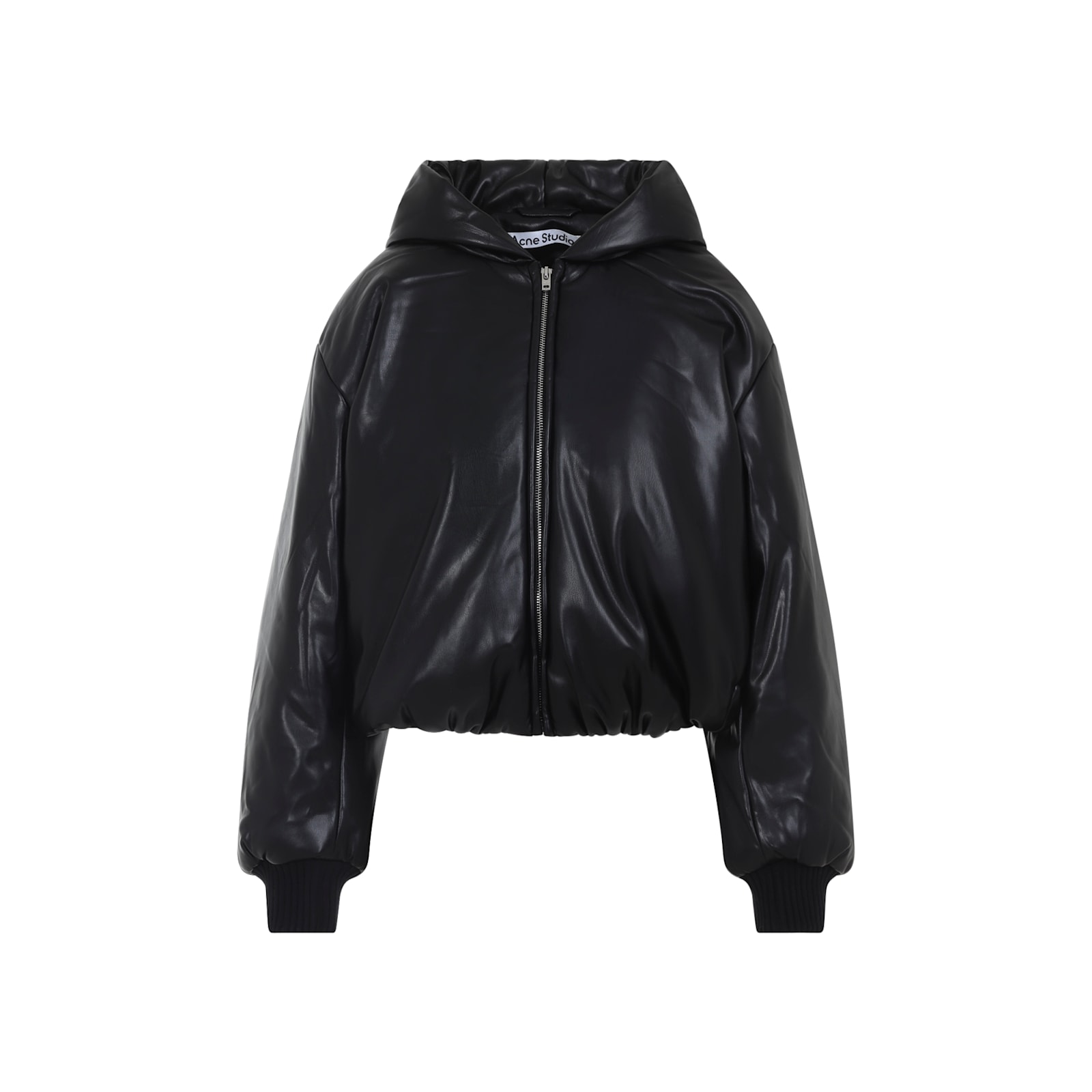 Acne Studios Hooded Faux Leather Jacket A90654le R In Black