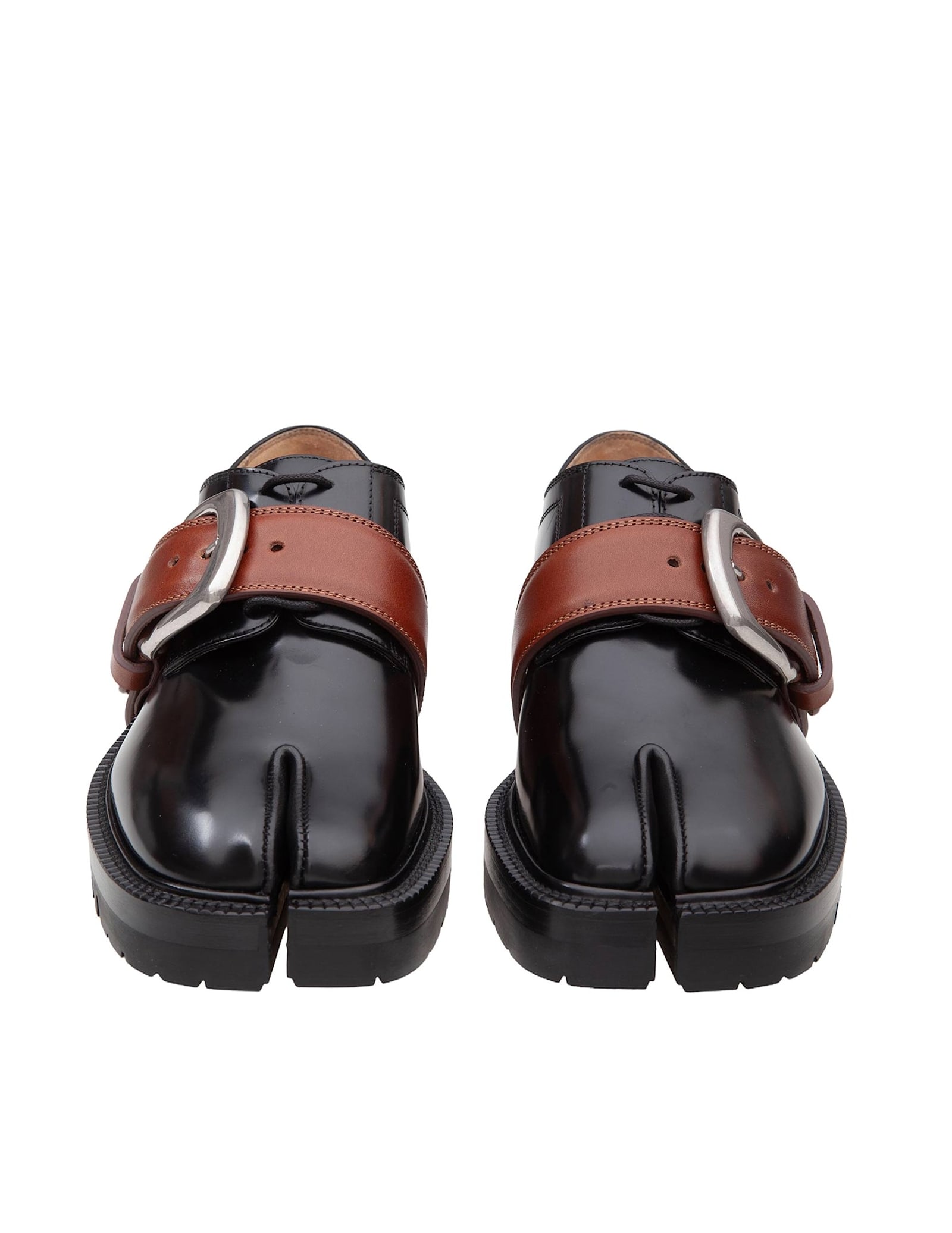 Shop Maison Margiela Derby Shoe In Brushed Leather Color Black