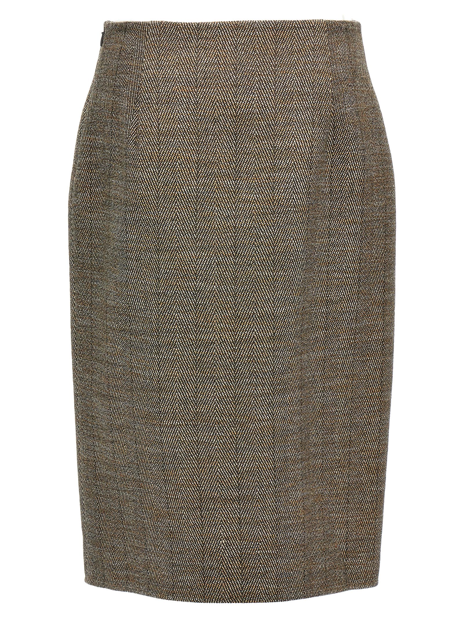 Stella Mccartney Brown Slit Tweed Skirt In Chestnut
