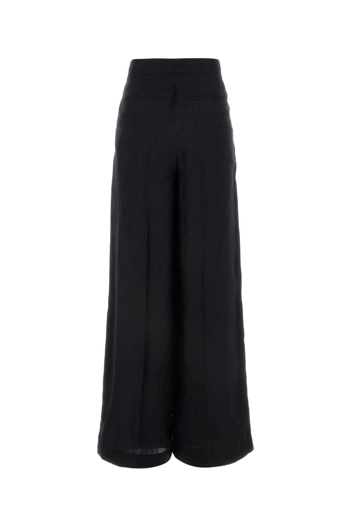 Shop Fendi Embroidered Twill Wide-leg Pant In Blk