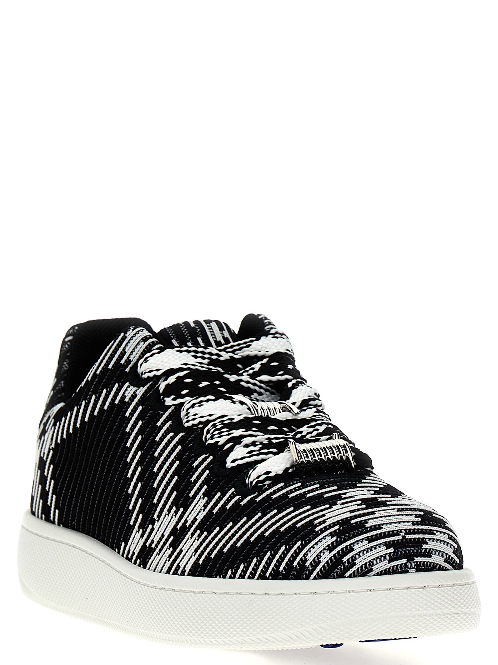 Shop Burberry Box Sneakers In White/black
