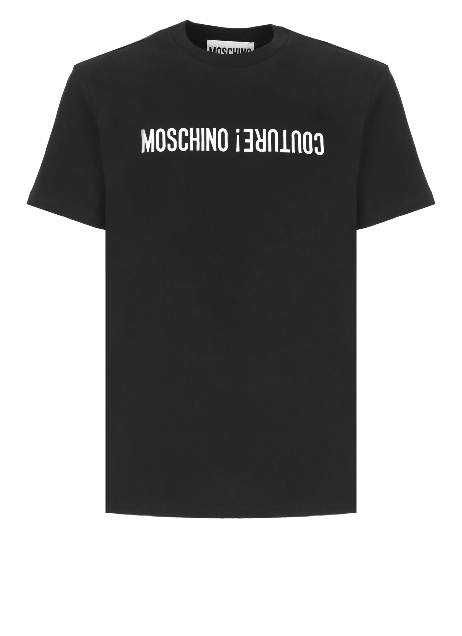 Shop Moschino Logoed T-shirt In Black