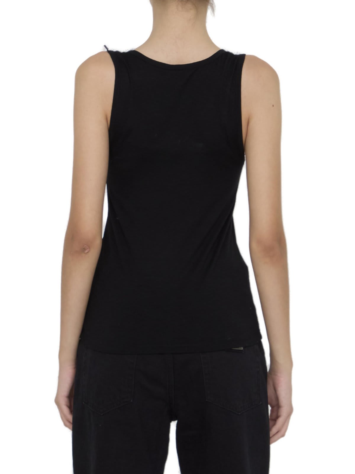 Shop Saint Laurent Cassandre Sleeveless Top In Black