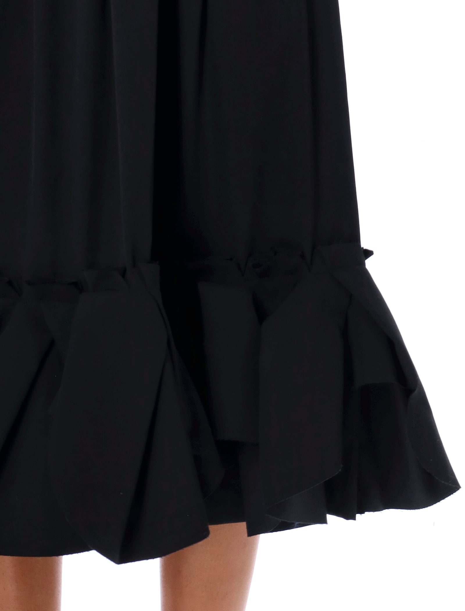 Shop Comme Des Garçons Pleated Ruffle Hem Midi Skirt In Black