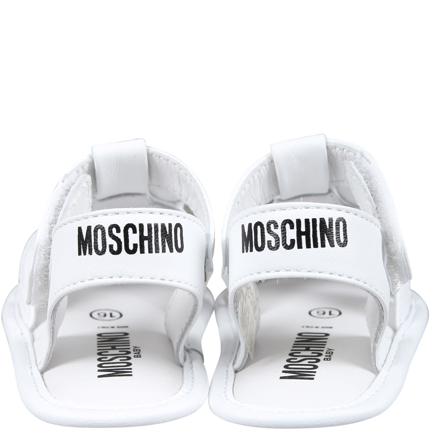 Shop Moschino White Sandals For Babykids With Teddy Bear