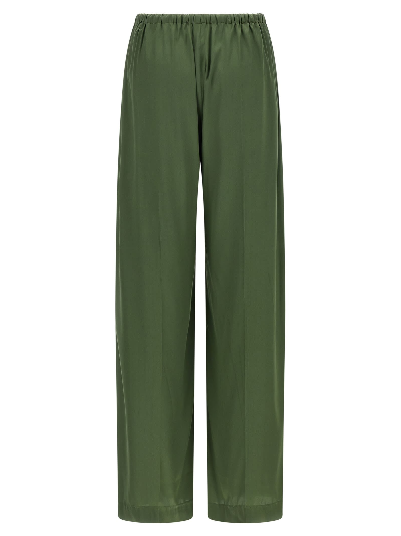 Dries Van Noten Cinched Waist Wide Leg Trousers In Green