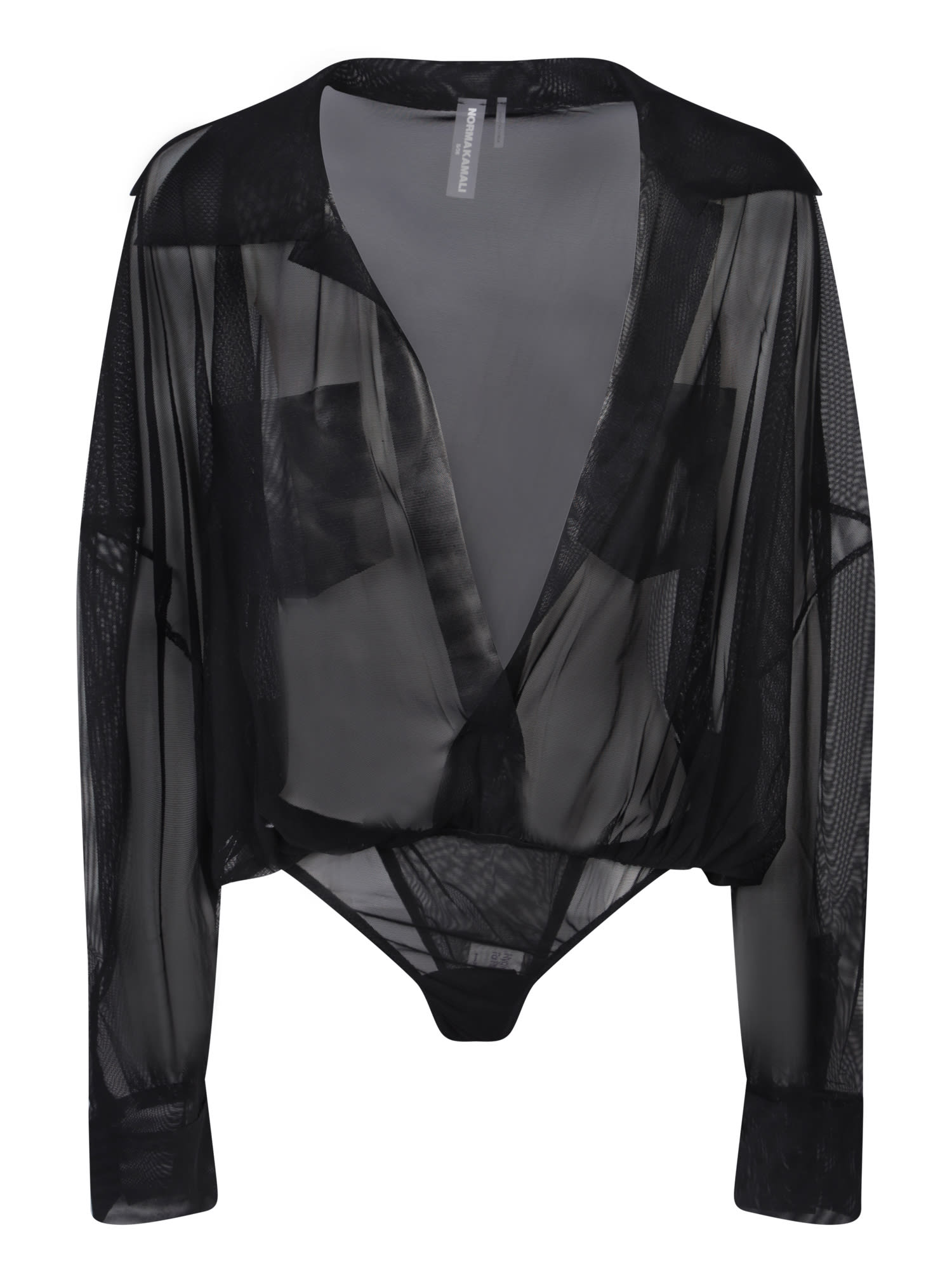 Shop Norma Kamali Super Os Bf Nk Black Shirt-bodysuit