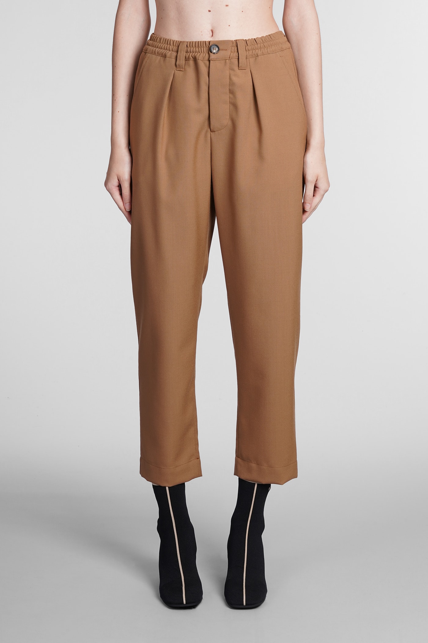 Marni Pants In Leather Color Wool