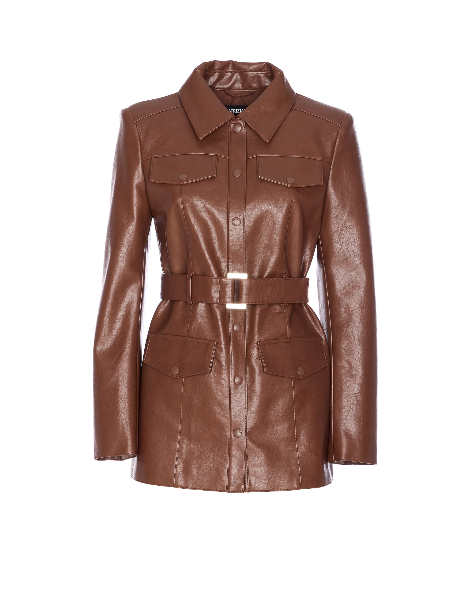 Patrizia Pepe Brown Jacket Frontal Buttons Closure In Multi
