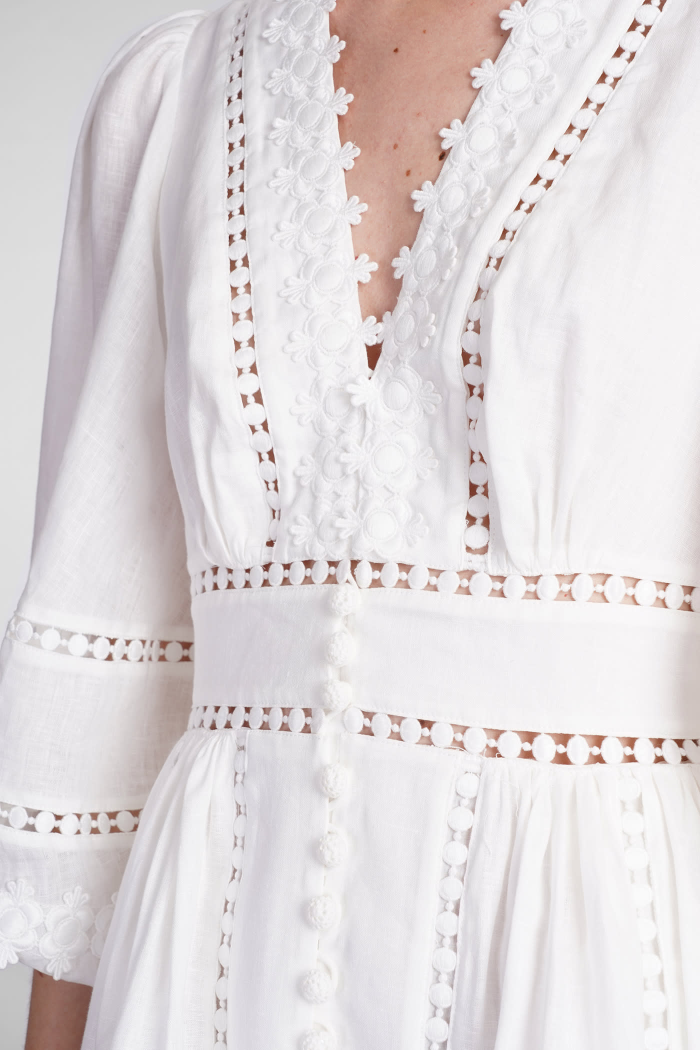 Shop Zimmermann Dress In White Linen