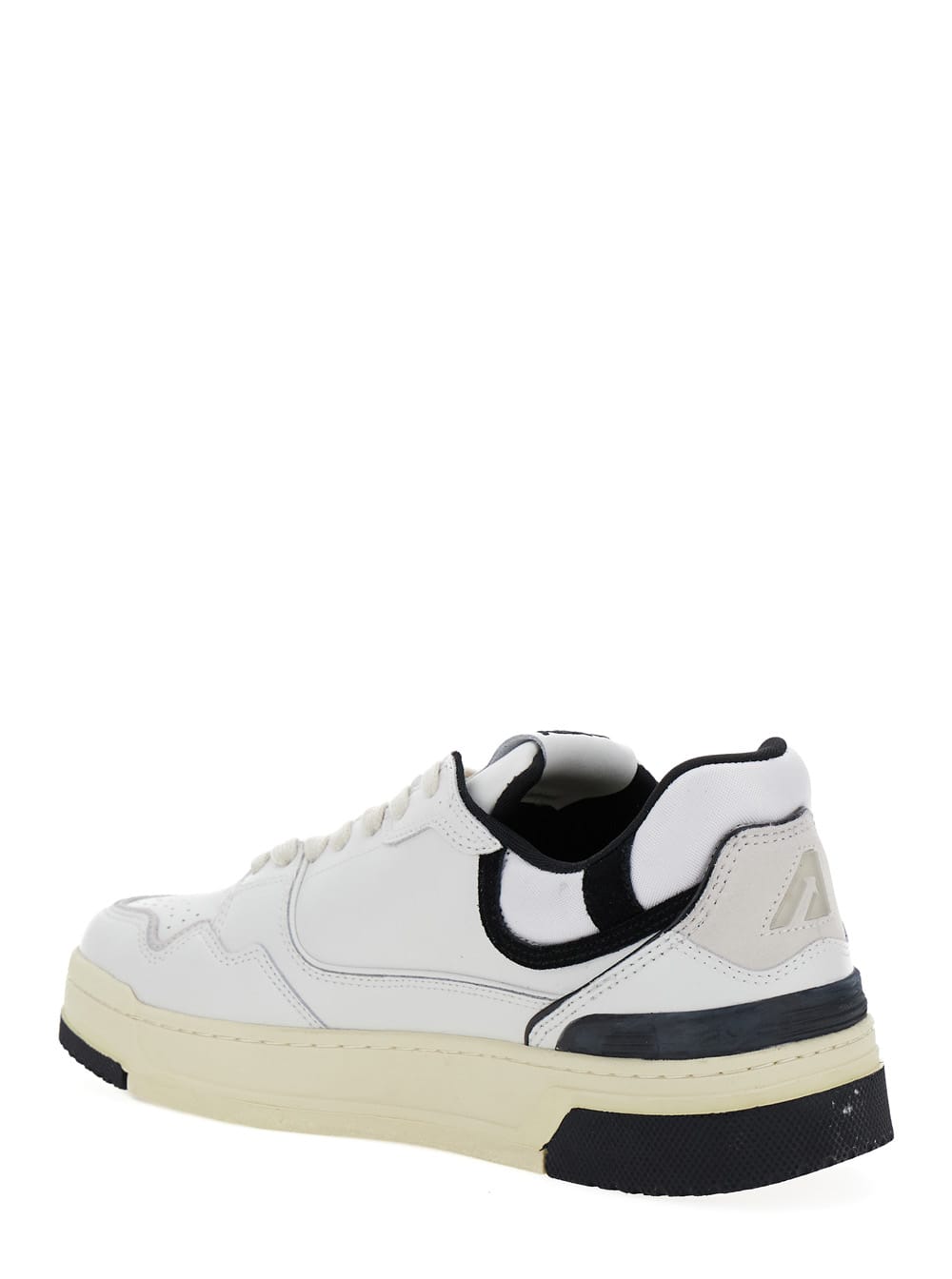 Autry White Low Top Sneakers With Black Details And Logo Patch In Leather And Suede Man In White
