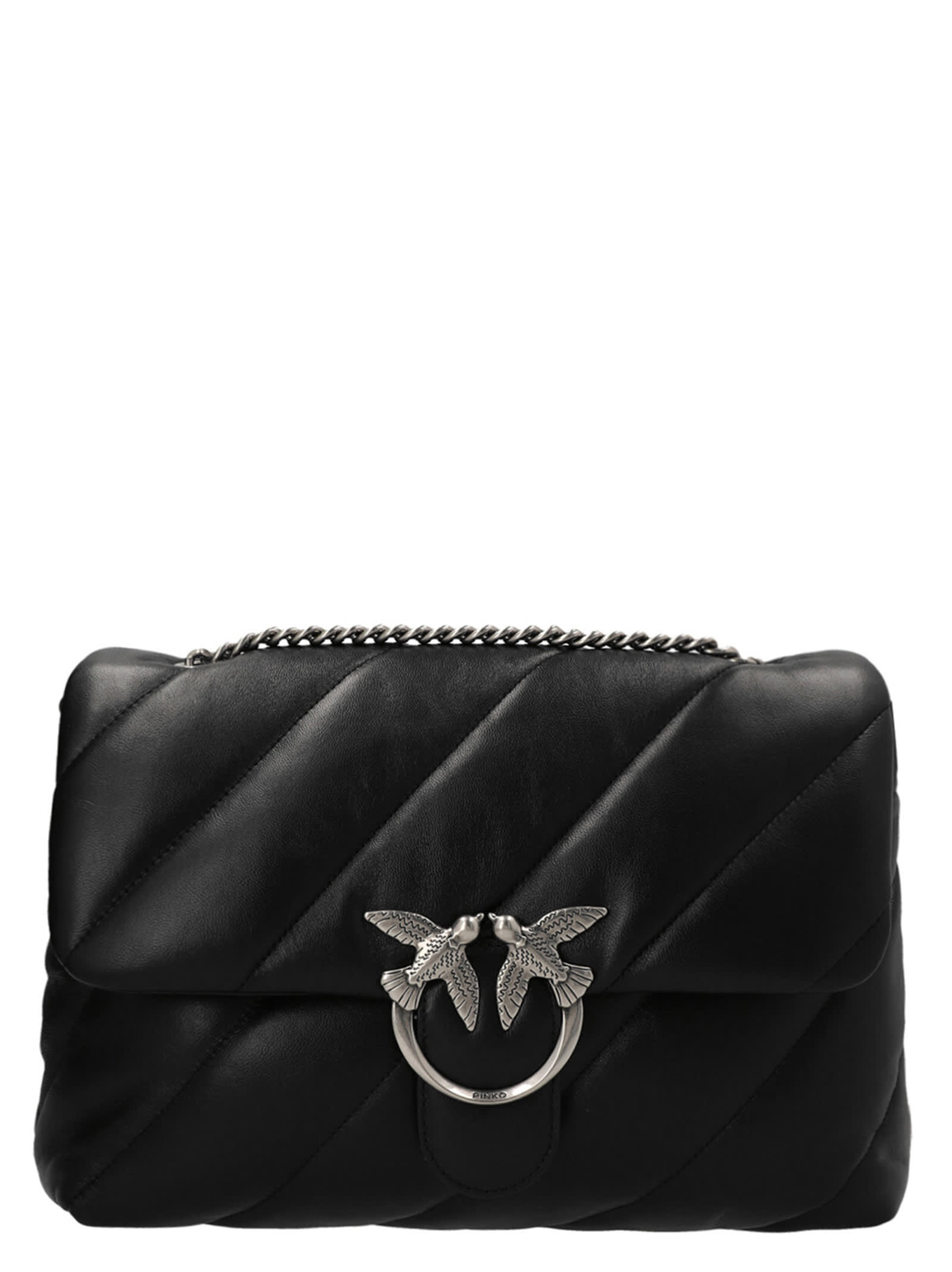 Shop Pinko Love Big Puff Crossbody Bag In Black