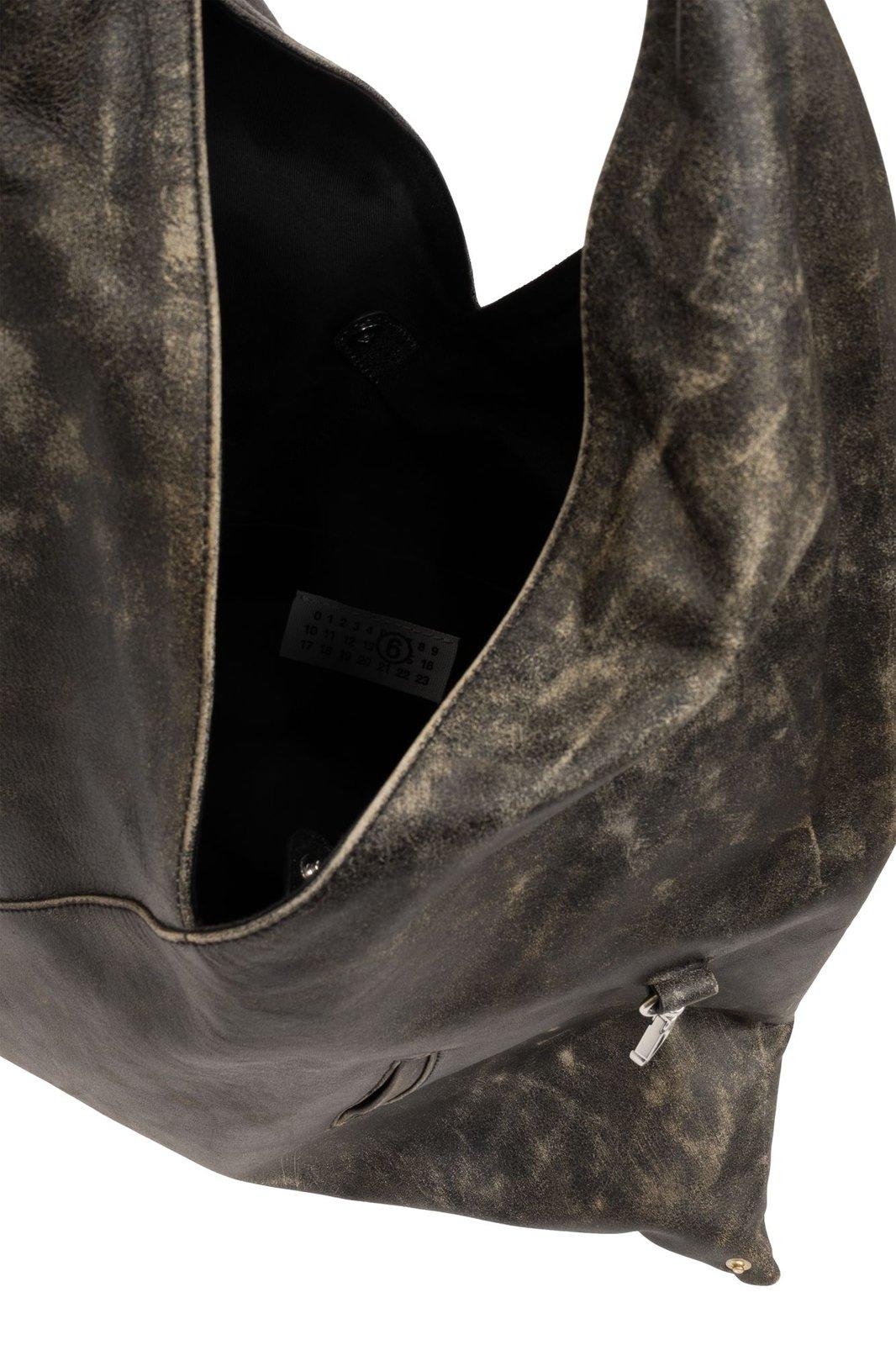 Shop Mm6 Maison Margiela Japanese Medium Tote Bag In Black/almond Buff