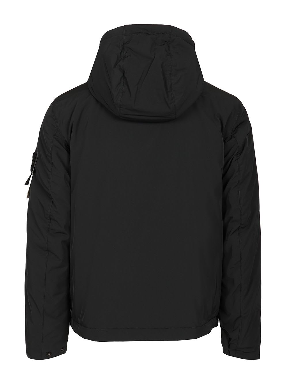 Stone Island Micro Twill Padded Hooded Jacket In Black