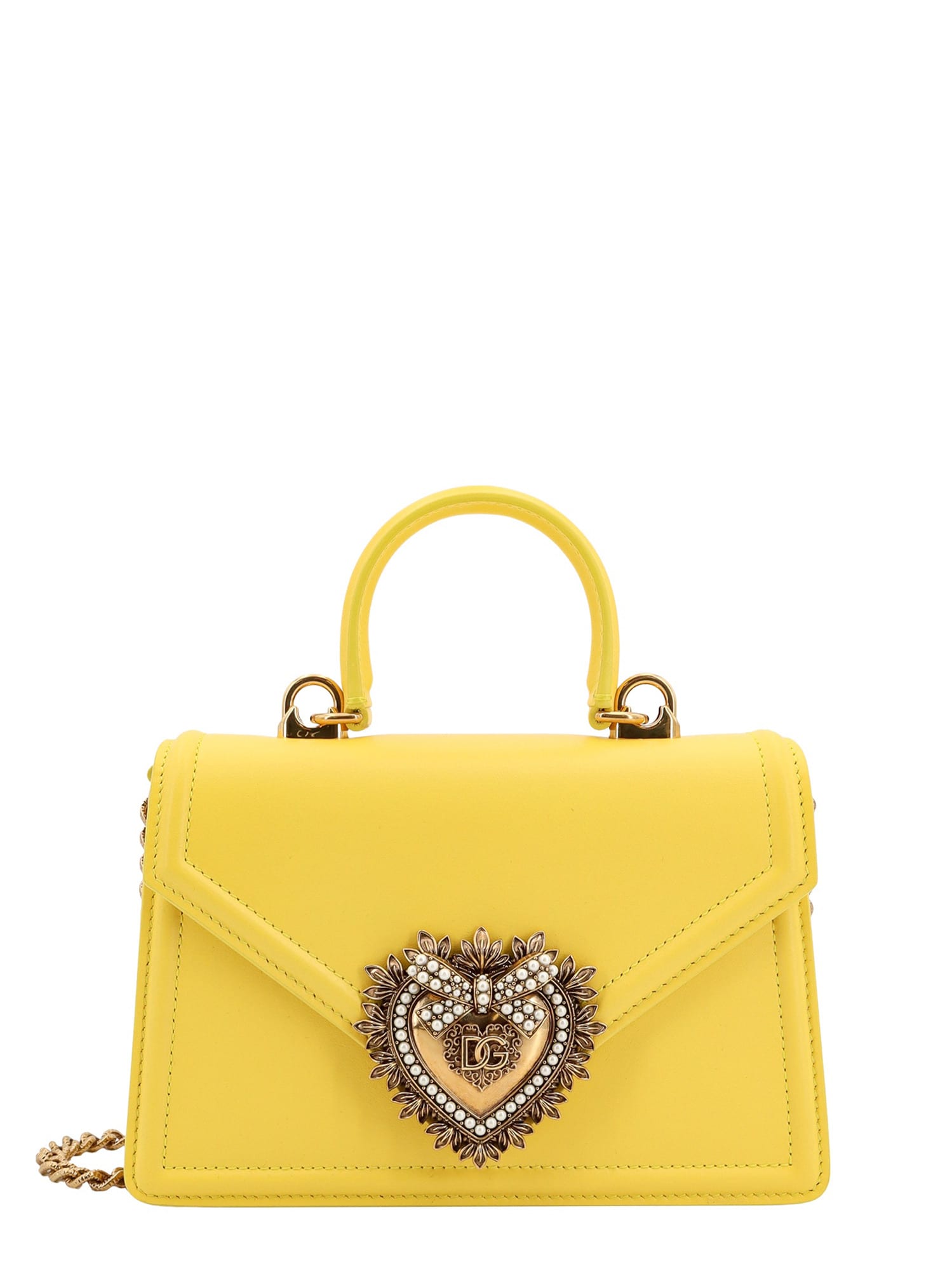 Dolce & Gabbana Small Devotion Bag Shoulder Bag In Yellow