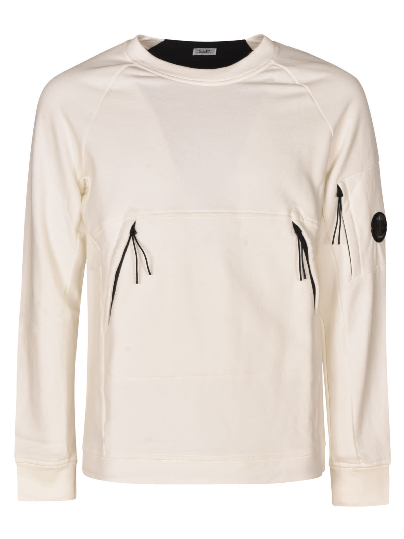 C.p. Company Diagonal Raised Fleece Sweatshirt In White