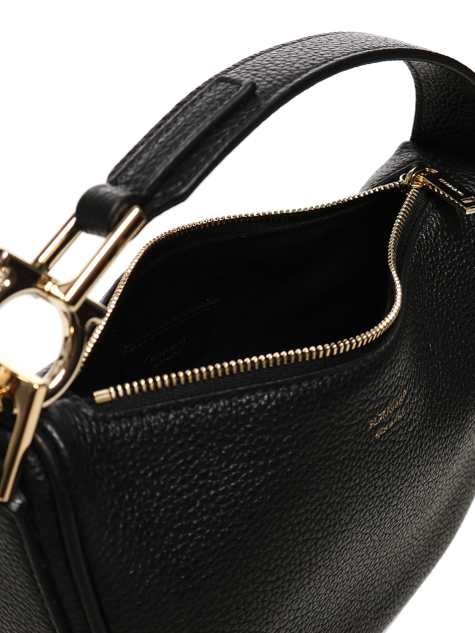Ferragamo North-south Mini Hobo Bag In Black