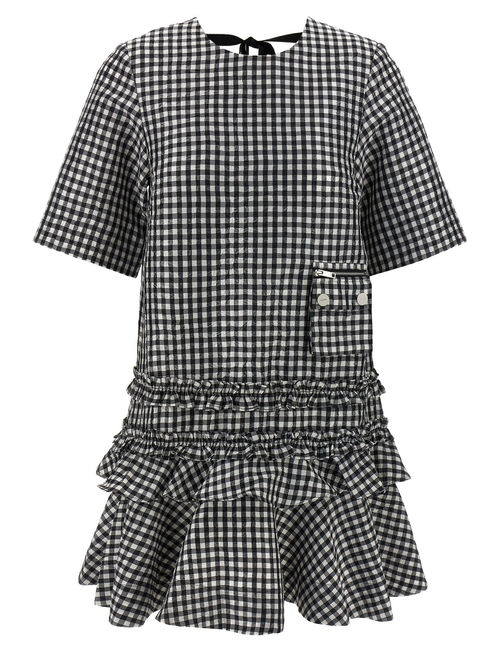 crinkled Check Mini Dress