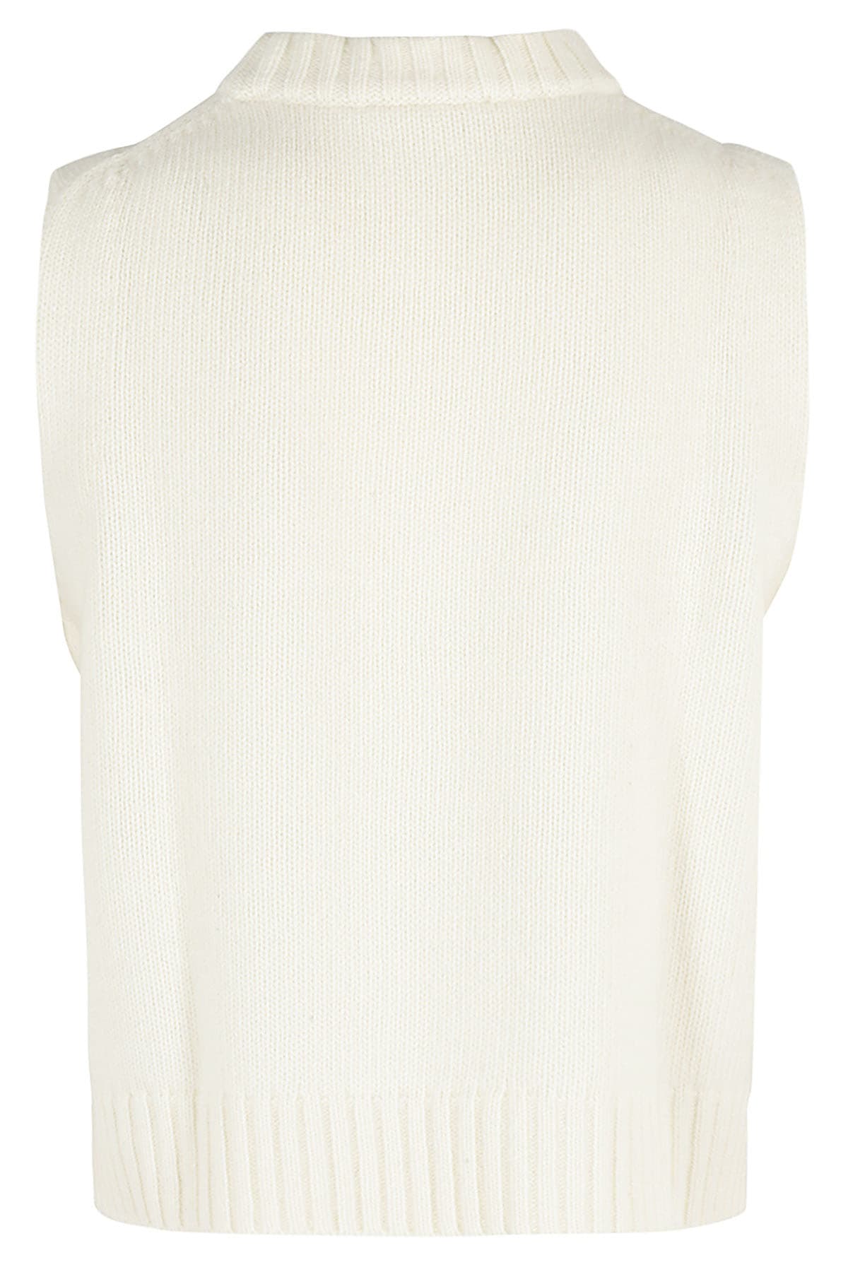 Shop Ganni Graphic Wool Mix Vest In Egret