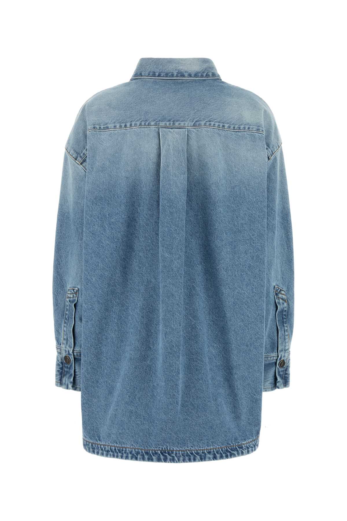 Attico Washed Denim Shirt In Blue