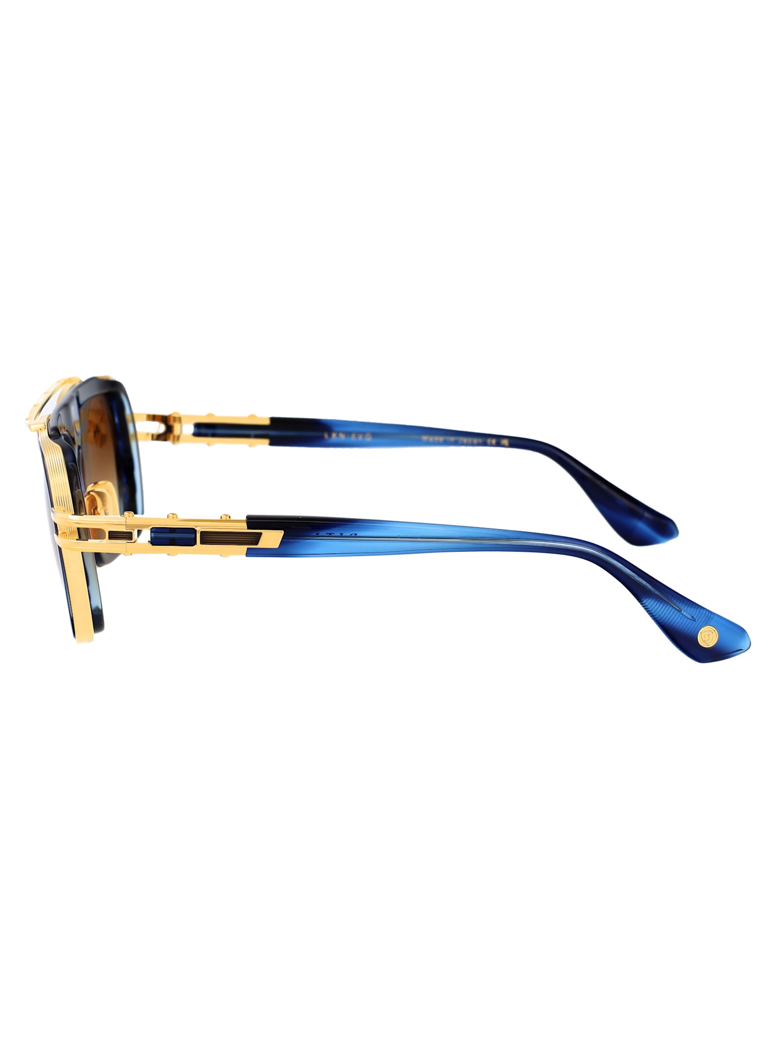 Dita Lxn-evo Sunglasses In Blue Swirl - Yellow Gold W Dark Brown To Clear Gradient