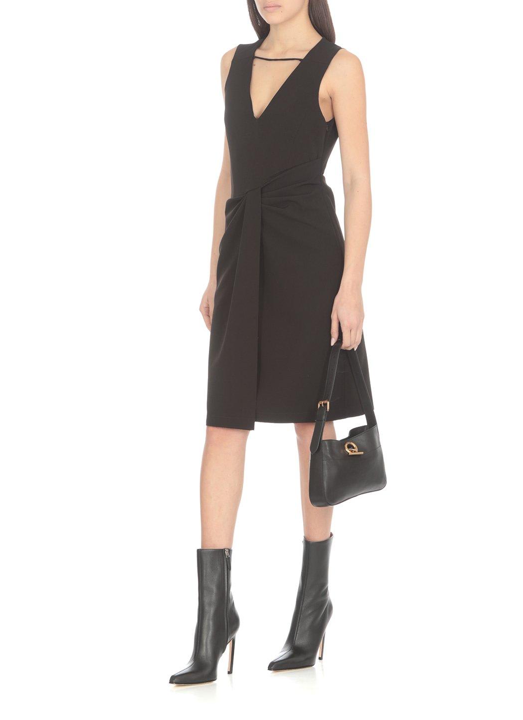 Shop M05ch1n0 Jeans Jeans Gathered V-neck Sleeveless Dress In Black