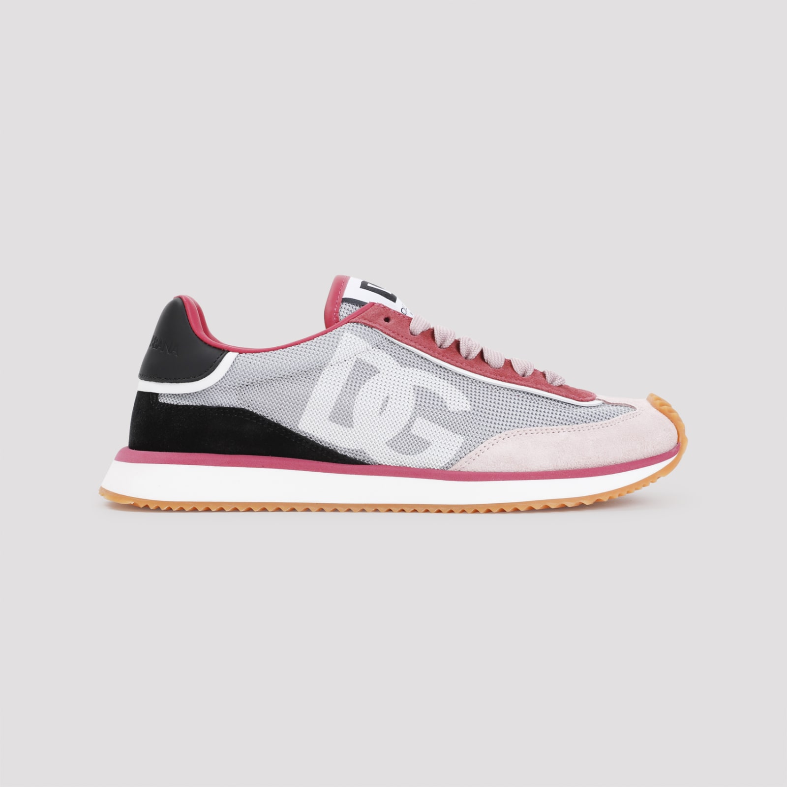 Shop Dolce & Gabbana Calf Leather Sneakers In Grigio Rosa