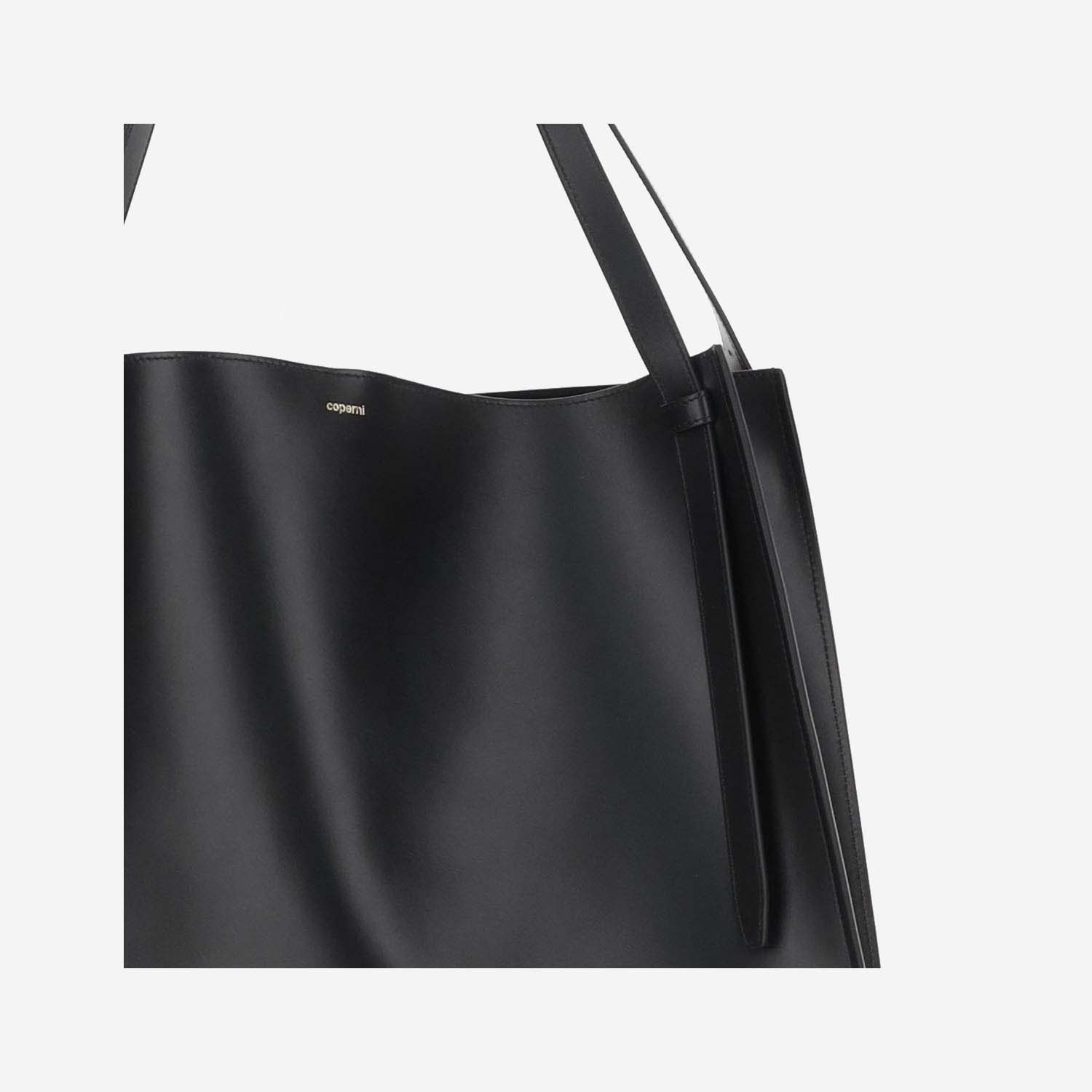 Shop Coperni Logo Leather Shoulder Bag In Black