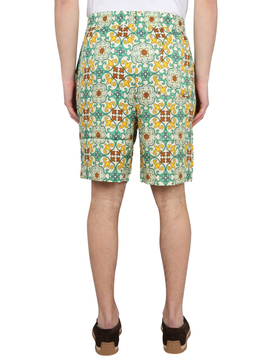Drôle De Monsieur Multicolor Shorts Faïence With Graphic Print All-over In Green