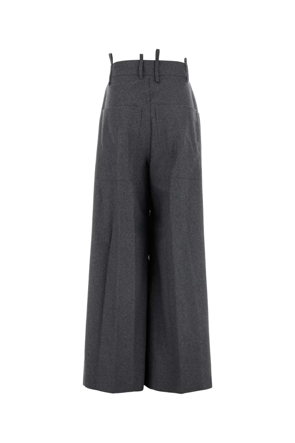 Shop Attico Dark Grey Wool Blend Palazzo Pant