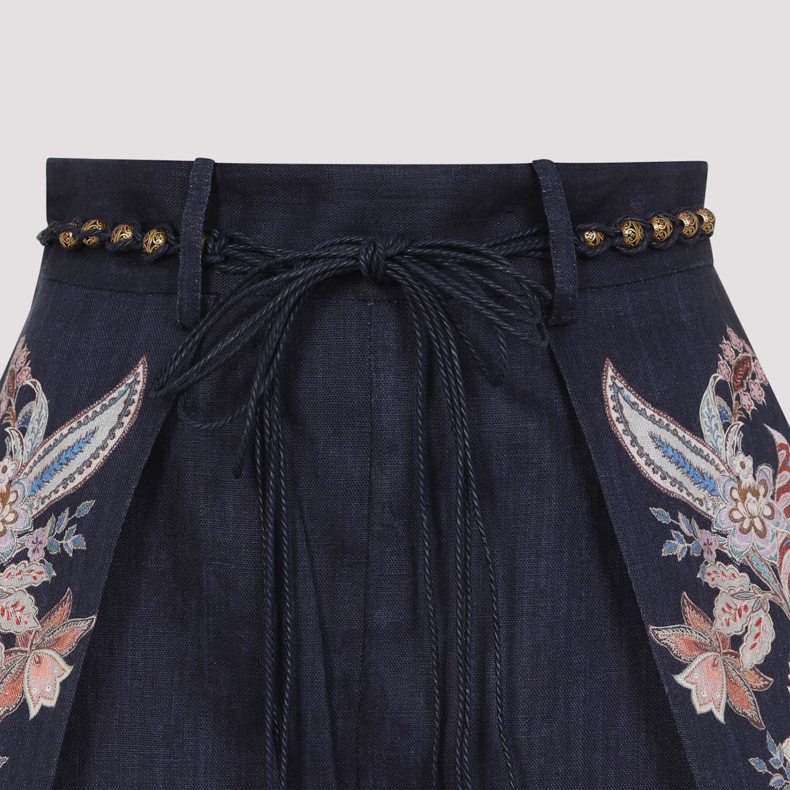 Zimmermann Rhiannon Tuck Printed Linen Shorts In Blue