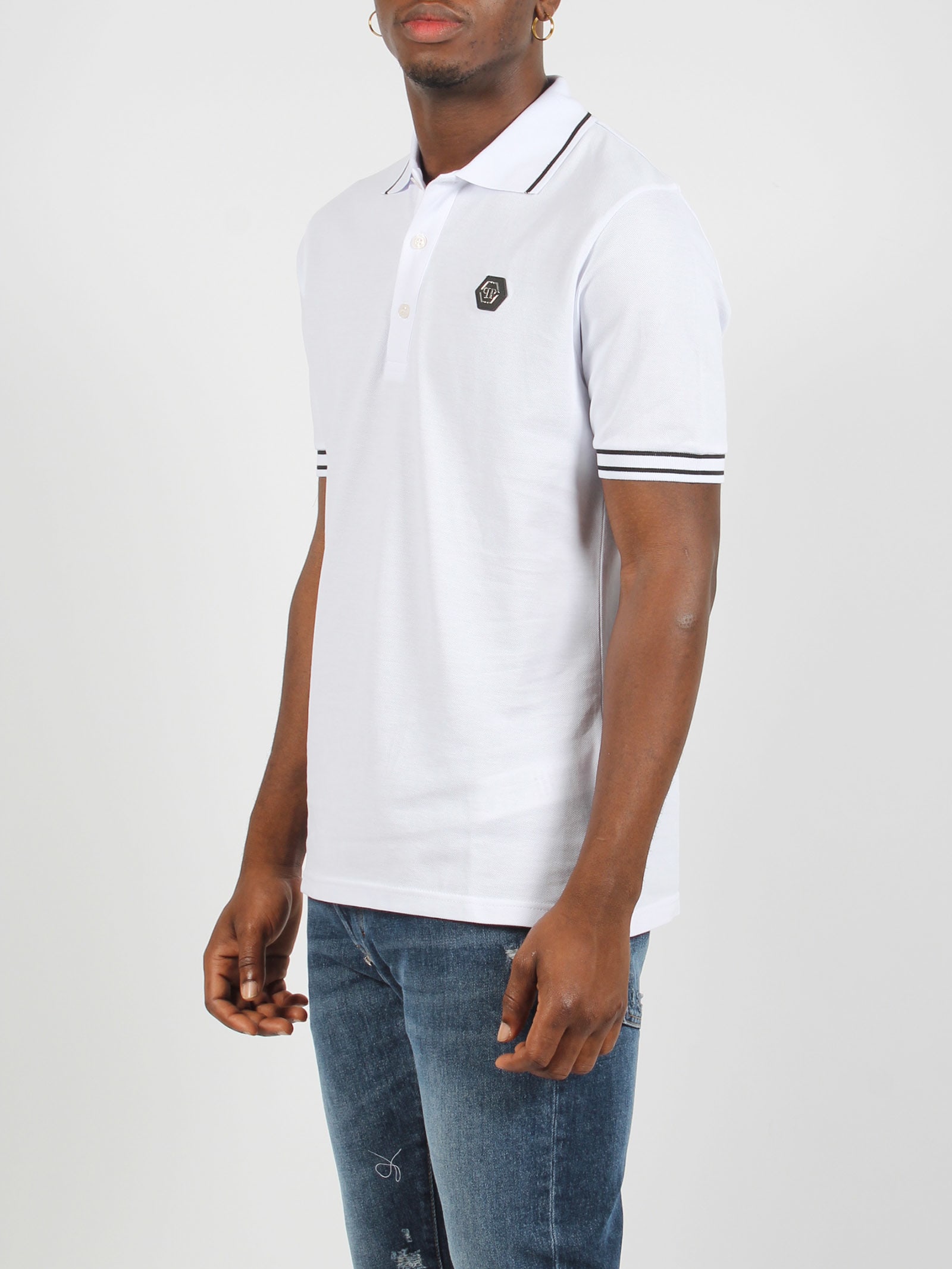 Shop Philipp Plein Pp Hexagon Polo Shirt In White