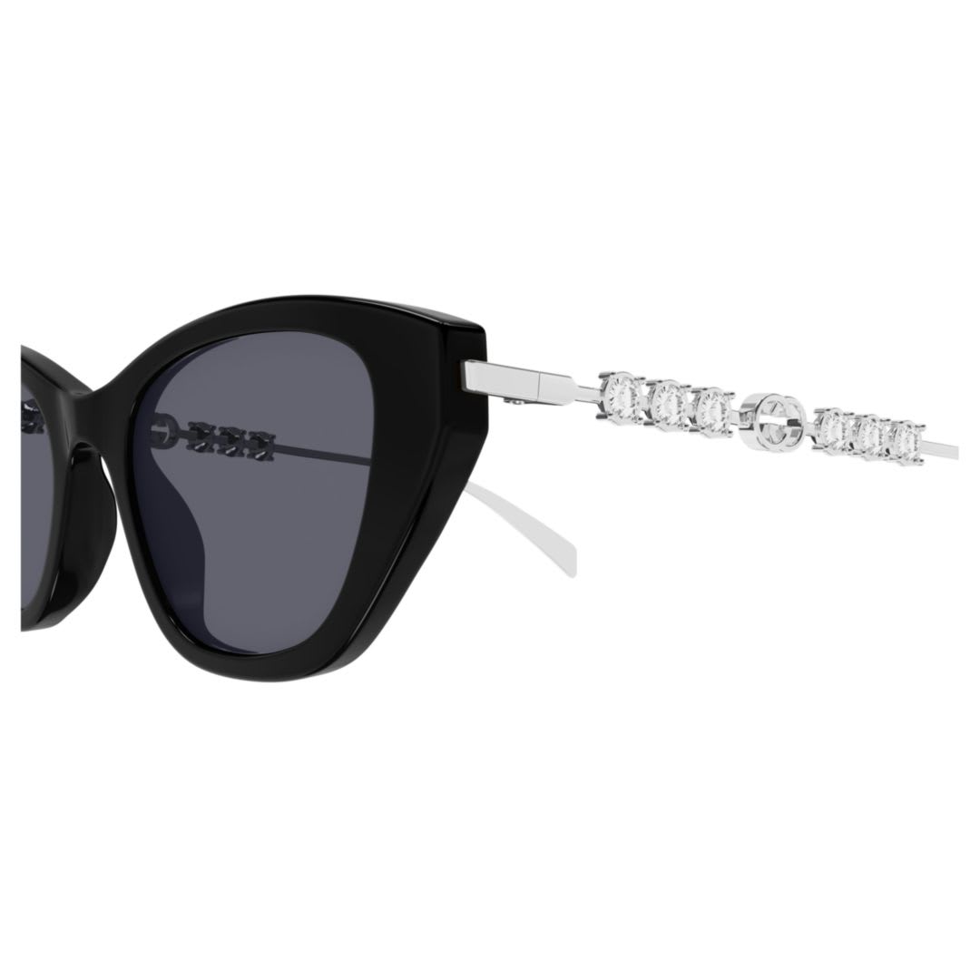 Gucci Gg1968s Linea Emblem 002 Black Silver Grey Sunglasses In Black