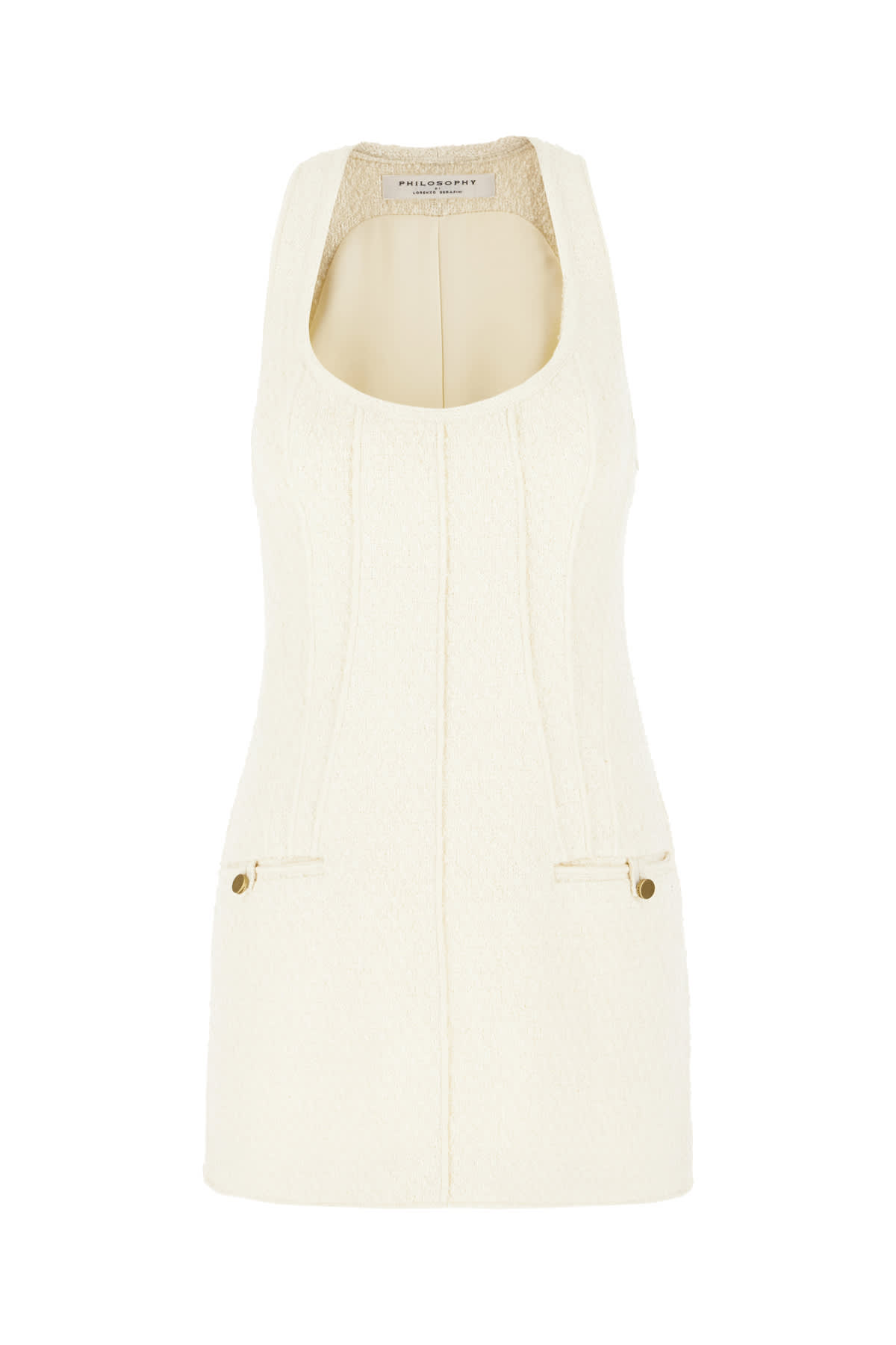 Philosophy Di Lorenzo Serafini Ivory Cotton Blend Mini Dress In White