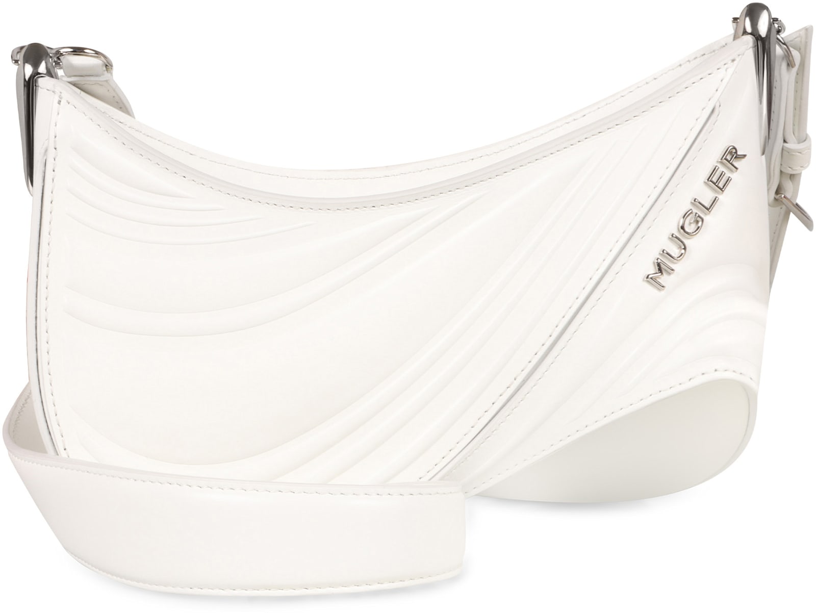 Mugler Medium Spiral Curve 01 Crossbody Bag In White