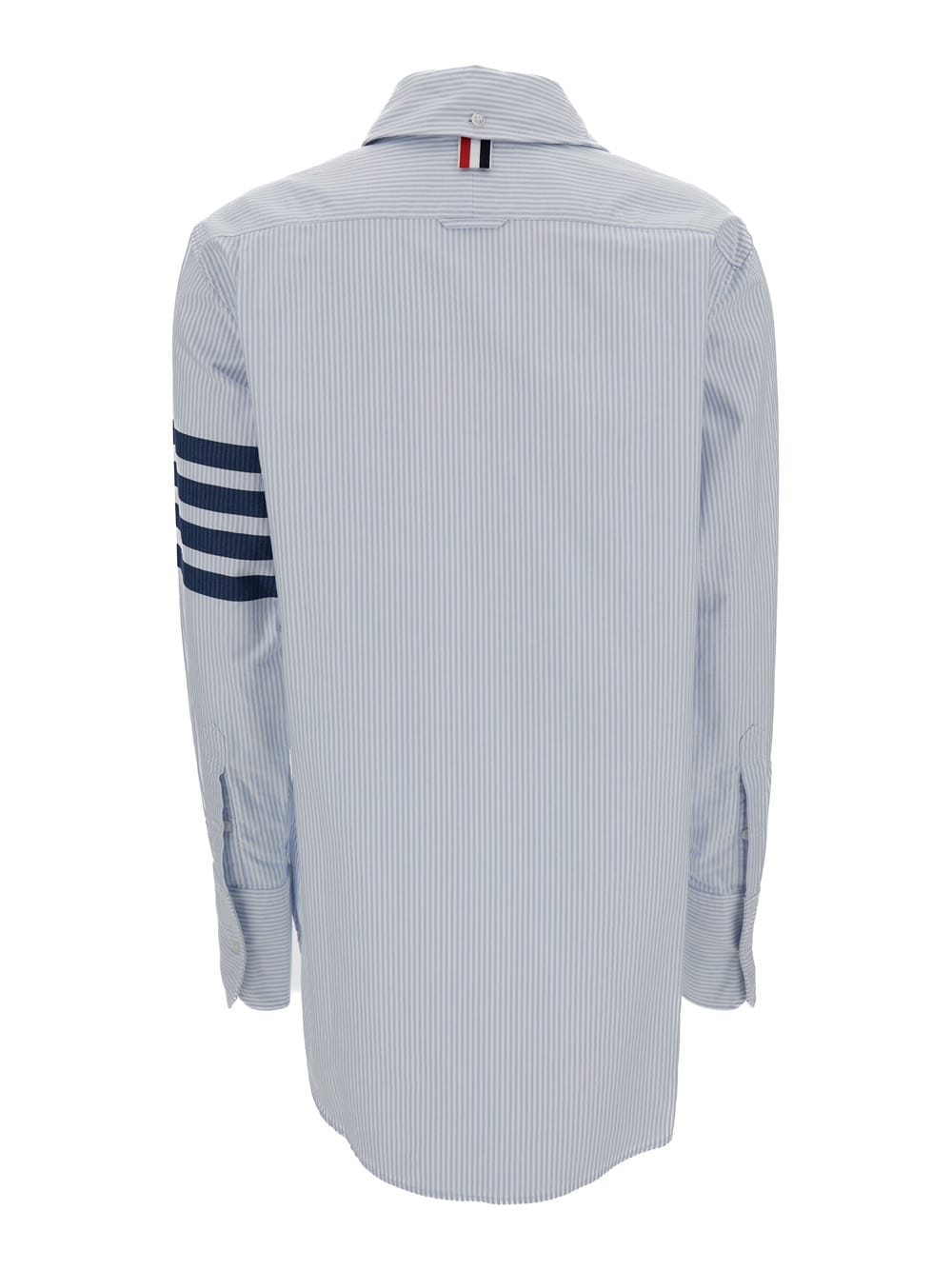Shop Thom Browne Light Blue Striped Shirt With 4bar Detail In Cotton Woman