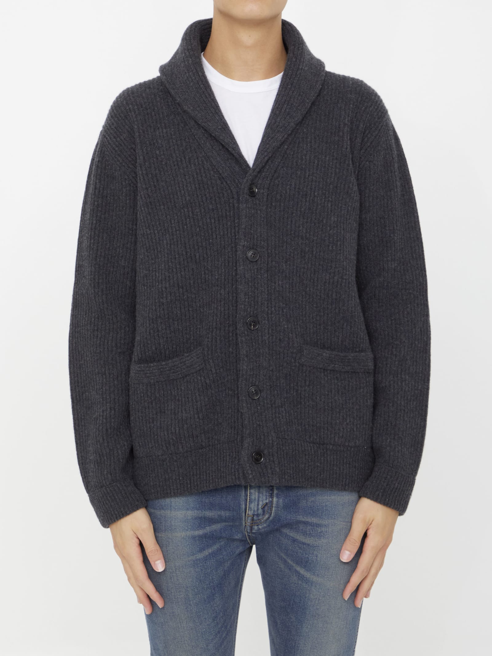 Shop Roberto Collina Wool And Cashmere Cardigan In Grey